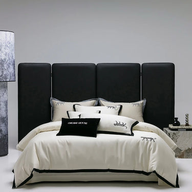 Luxury Black Leopard Egyptian Cotton 1000TC Embroidery Duvet Cover Bedding Set